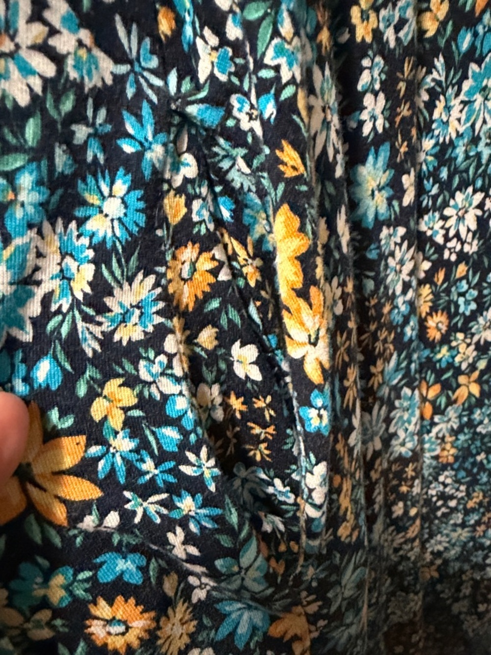 Terra & Sky Blue Floral Midi Dress with Yellow Accents - Picture 5 of 7